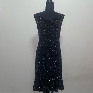 Chic Black Midi Dress with Colorful Patterns